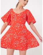 Roxy 69482 Rochie vaporoasa cu model floral Island Escape - Alb/Rosu vermillion