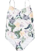 Roxy Costum de baie intreg cu imprimeu floral Lovely Sen - Alb/Roz piersica/Verde feriga