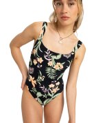 Roxy Costum de baie intreg cu model floral - Verde/Negru/Portocaliu