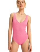 Roxy Costum de baie intreg striat cu bretele ajustabile - Roz pastel