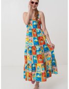 Roxy Rochie midi evazata cu model - Galben/Portocaliu/Albastru