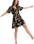 Roxy Rochie scurta cu croiala in A si model floral - Verde/Negru/Portocaliu