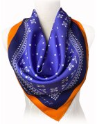 ROZMARIN CONCEPT Esarfa de matase cu imprimeu - Portocaliu mandarina/Alb optic/Albastru indigo