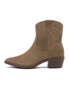 RYLKO Botine cowboy de piele cu toc cubanez Leyla - Maro taupe deschis