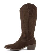 RYLKO Cizme mid-calf cowboy din piele intoarsa Leyla - Maro inchis