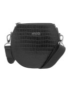 RYLKO Geanta crossbody de piele cu aspect de piele de crocodil - Negru