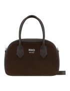 RYLKO Geanta crossbody de piele si piele intoarsa - Maro inchis