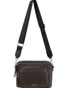 RYLKO Geanta crossbody din piele cu buzunar exterior - Maro inchis