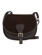 RYLKO Geanta crossbody din piele cu garnitura din piele intoarsa - Maro inchis