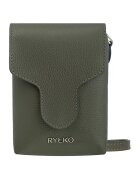RYLKO Geanta crossbody din piele cu model uni - Kaki inchis