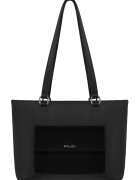 RYLKO Geanta shopper de piele si piele intoarsa - Negru stins