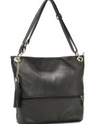 RYLKO Geanta tote de piele cu canafi - Negru