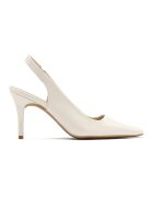 RYLKO Pantofi de piele ecologica lacuita cu bareta slingback - Crem