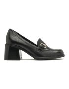 RYLKO Pantofi loafer de piele cu toc masiv - Auriu/Negru
