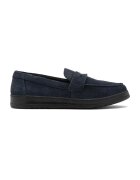 RYLKO Pantofi loafer de piele intoarsa cu varf rotund - Albastru inchis