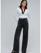 Salsa Jeans Blugi cu croiala ampla si slituri laterale - Negru stins