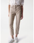 Salsa Jeans Pantaloni crop din piele ecologica - Maro taupe deschis