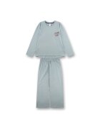 SANETTA Pijama cu pantaloni lungi - croiala lejera si imprimeu slogan - Verde deschis
