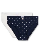 SANETTA Set de chiloti cu detaliu funda - 2 perechi - Alb/Albastru inchis