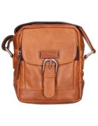 Santini Firenze Geanta crossbody unisex de piele cu bareta ajustabila - Maro cognac