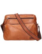 Santini Firenze Geanta crossbody unisex de piele cu buzunare multiple - Maro cognac