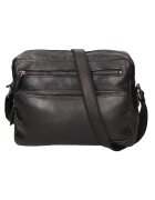 Santini Firenze Geanta crossbody unisex de piele cu buzunare multiple - Negru