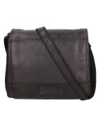 Santini Firenze Geanta crossbody unisex de piele cu buzunare multiple - Negru