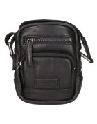 Santini Firenze Geanta crossbody unisex de piele cu buzunare multiple - Negru