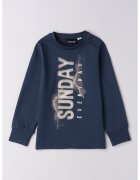 Sarabanda Bluza de bumbac cu imprimeu text - Albastru ultramarin/Maro taupe deschis