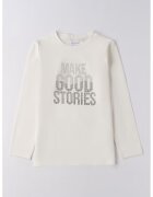 Sarabanda Bluza din amestec de bumbac cu imprimeu text - Alb fildes/Argintiu inchis/Argintiu