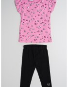 Sarabanda Set de colanti si tricou din amestec de bumbac - 2 piese - Negru/Roz