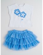 Sarabanda Set de fusta si tricou - 2 piese - Alb/Albastru deschis
