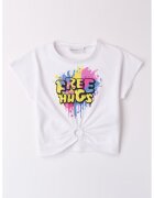 Sarabanda Tricou crop cu decupaj si imprimeu - Alb/Galben pai/Roz