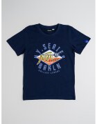 Sarabanda Tricou cu decolteu la baza gatului si imprimeu - Galben/Bleumarin