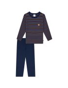SCHIESSER Pijama cu pantaloni lungi din bumbac cu imprimeu - Albastru inchis