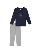 SCHIESSER Pijama cu pantaloni lungi din bumbac cu imprimeu - Gri/Albastru