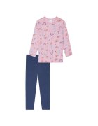 SCHIESSER Pijama cu pantaloni lungi din bumbac cu imprimeu - Roz/Albastru