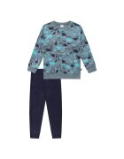 SCHIESSER Pijama lunga cu imprimeu grafic - Gri/Albastru