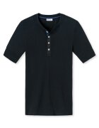 SCHIESSER REVIVAL Tricou de bumbac cu decolteu Henley - Negru