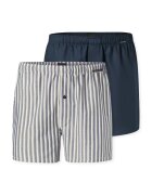 SCHIESSER Set de boxeri de bumbac cu talie elastica - 2 perechi - Alb/Albastru