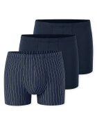SCHIESSER Set de boxeri uni si cu dungi - 3 perechi - Albastru