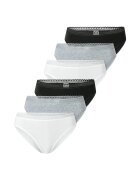 SCHIESSER Set de chiloti hipster cu detaliu logo - 6 perechi - Alb/Negru/Gri