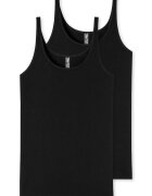 SCHIESSER Set de maiouri uni cu decolteu rotunjit - 2 piese - Negru
