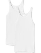 SCHIESSER Set de topuri uni cu striatii - 2 piese - Alb