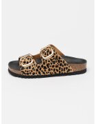 Scholl Papuci cu animal print Noelle - Negru/Maro deschis
