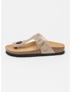 Scholl Papuci de piele ecologica cu bareta separatoare Nicole - Maro taupe