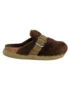Scholl Saboti dama Ivy Big Buckle - piele naturala - blana - verde - confortabili -