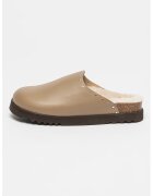 Scholl Saboti de piele cu nituri Fae - Maro taupe