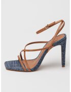 Schutz Sandale din piele cu barete multiple Bari - Albastru prafuit/Caramel