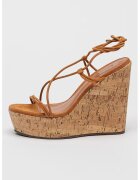 Schutz Sandale din piele cu talpa wedge Calabria - Caramel